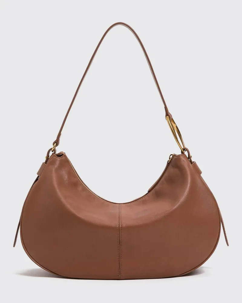 Twin-Set Hobo-Tasche aus Glattleder mit Reißverschluss und geprägtem Logo Leder