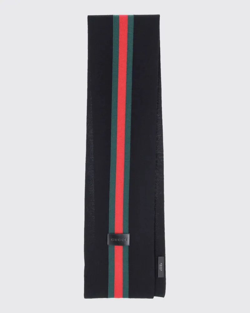 Gucci Wollschal mit gestreiftem Web-Detail Schwarz