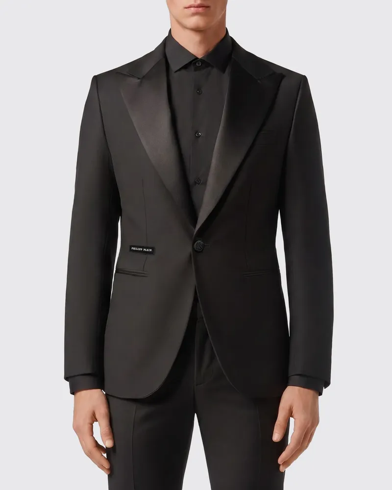 Philipp Plein Einreihiger Blazer aus Wollmischung Schwarz