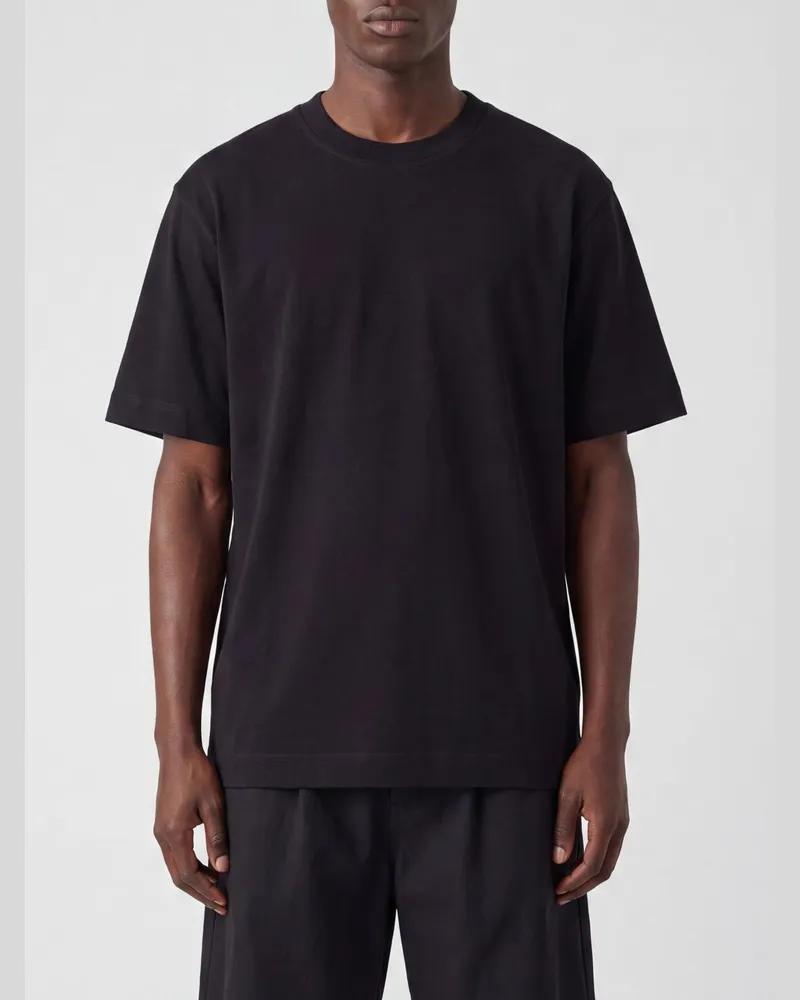 Closed Basic Rundhals-T-Shirt aus reiner Bio-Baumwolle mit geradem Saum Schwarz