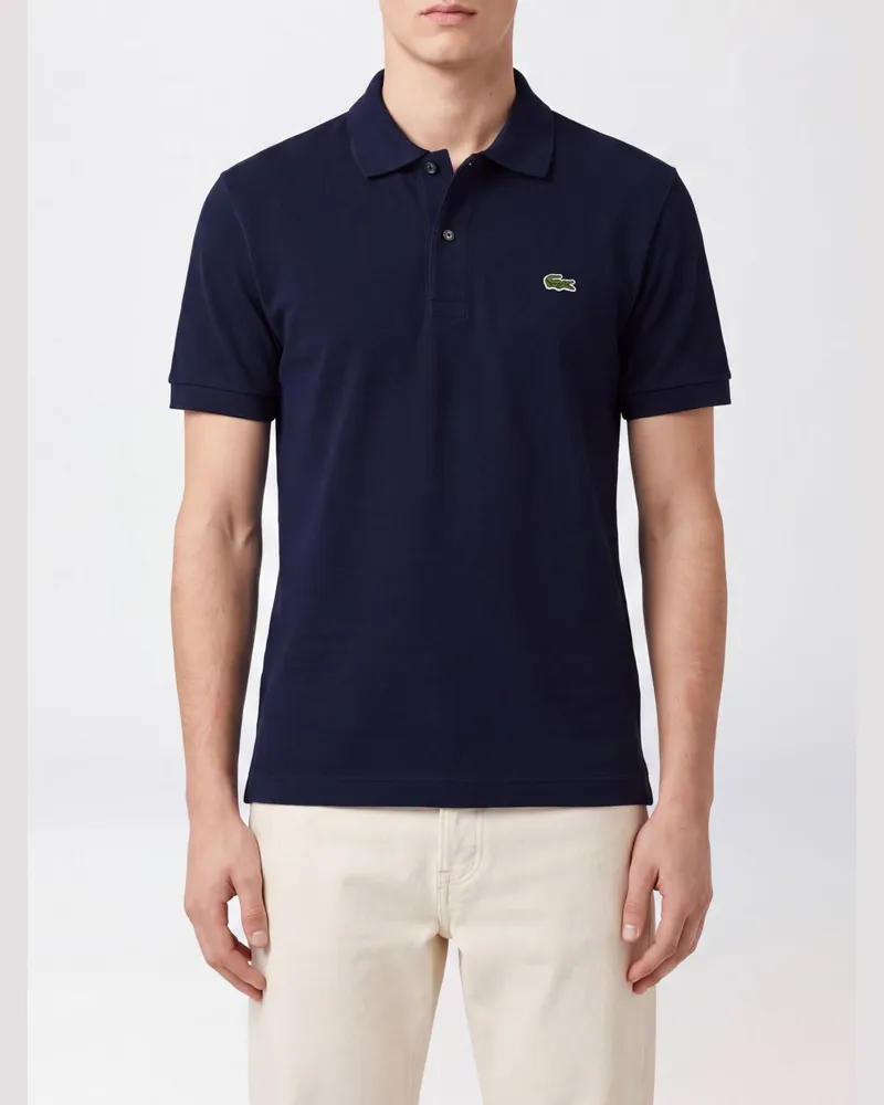 Lacoste Klassisches kurzärmeliges Baumwoll-Poloshirt von mit Logo-Patch Navy