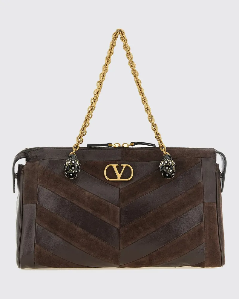 Valentino Garavani Panthea Schultertasche aus Wildleder mit VLogo-Monogramm Braun