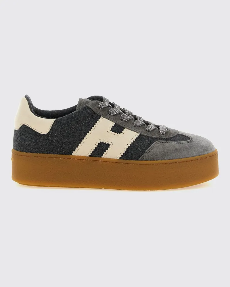 Hogan Cool Plateau-Sneakers aus Leder und technischem Gewebe mit H-Logo Blau