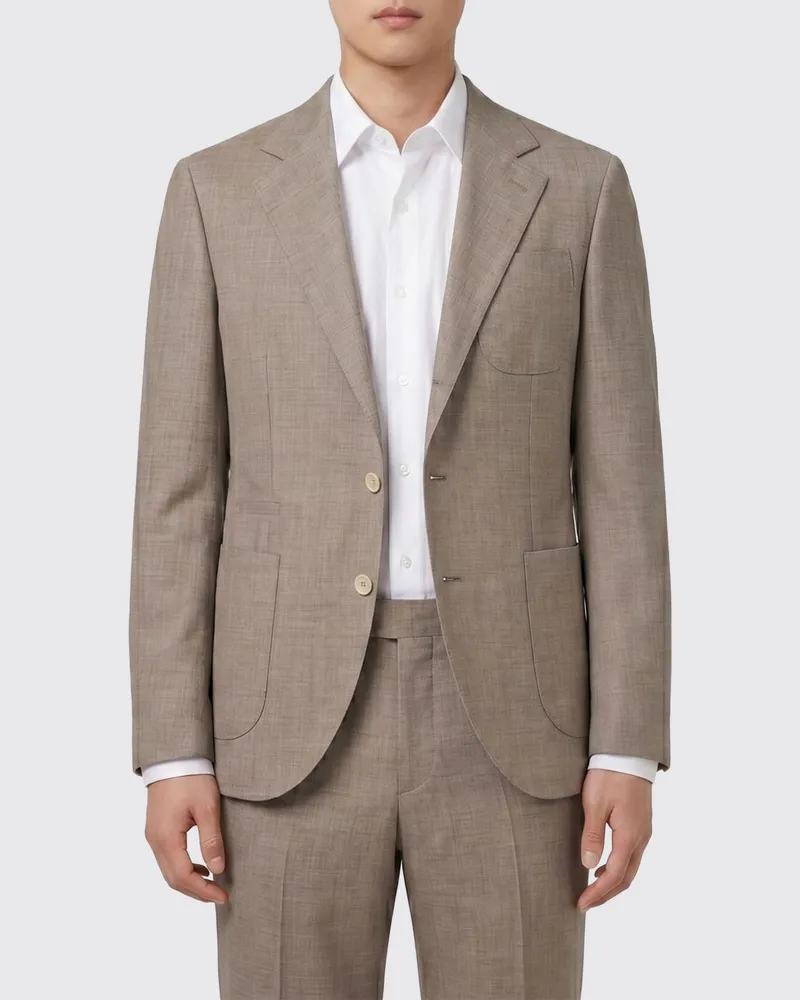 Brunello Cucinelli Einreihiger Blazer aus Wollmischung Beige