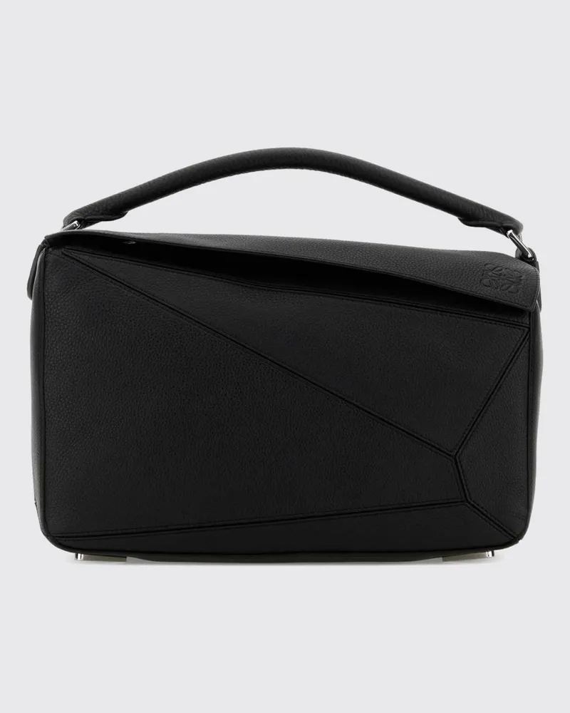 Loewe Große Puzzle Tasche aus genarbtem Kalbsleder Schwarz