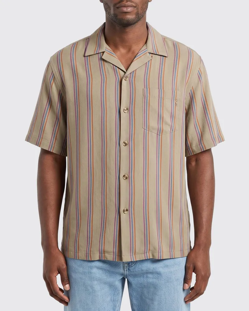Saint Laurent Nadelstreifen-Seidentwill-Hemd Taubengrau