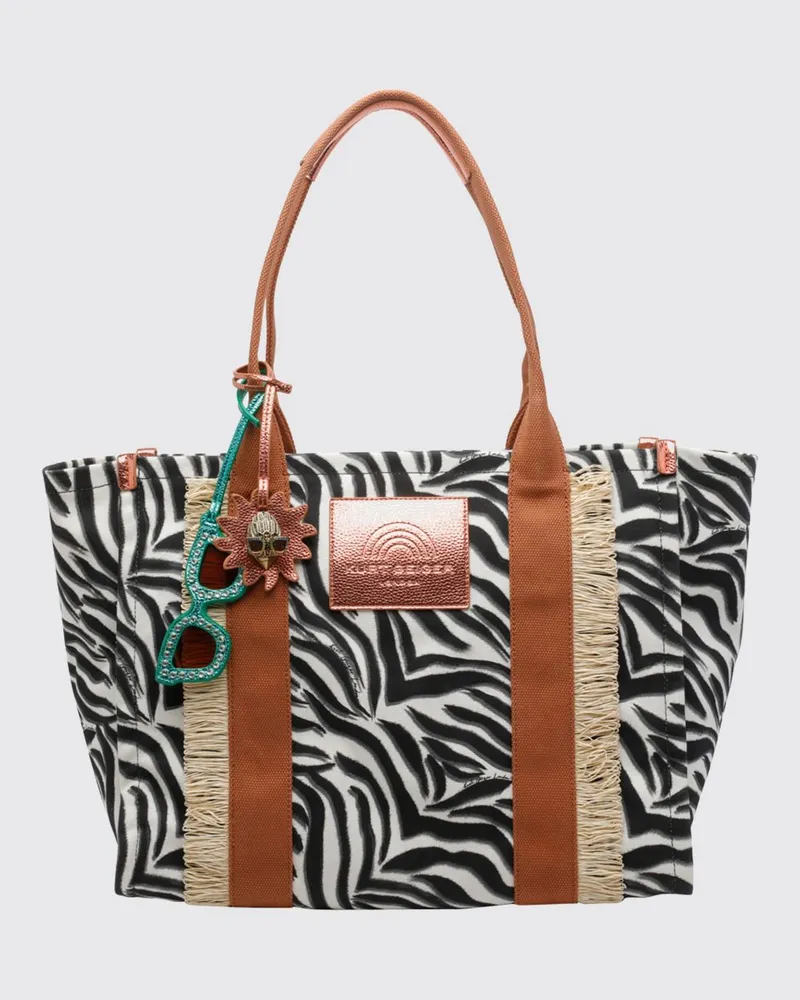 Kurt Geiger Southbank Tasche aus Baumwollmischung mit Zebra-Print Schwarz