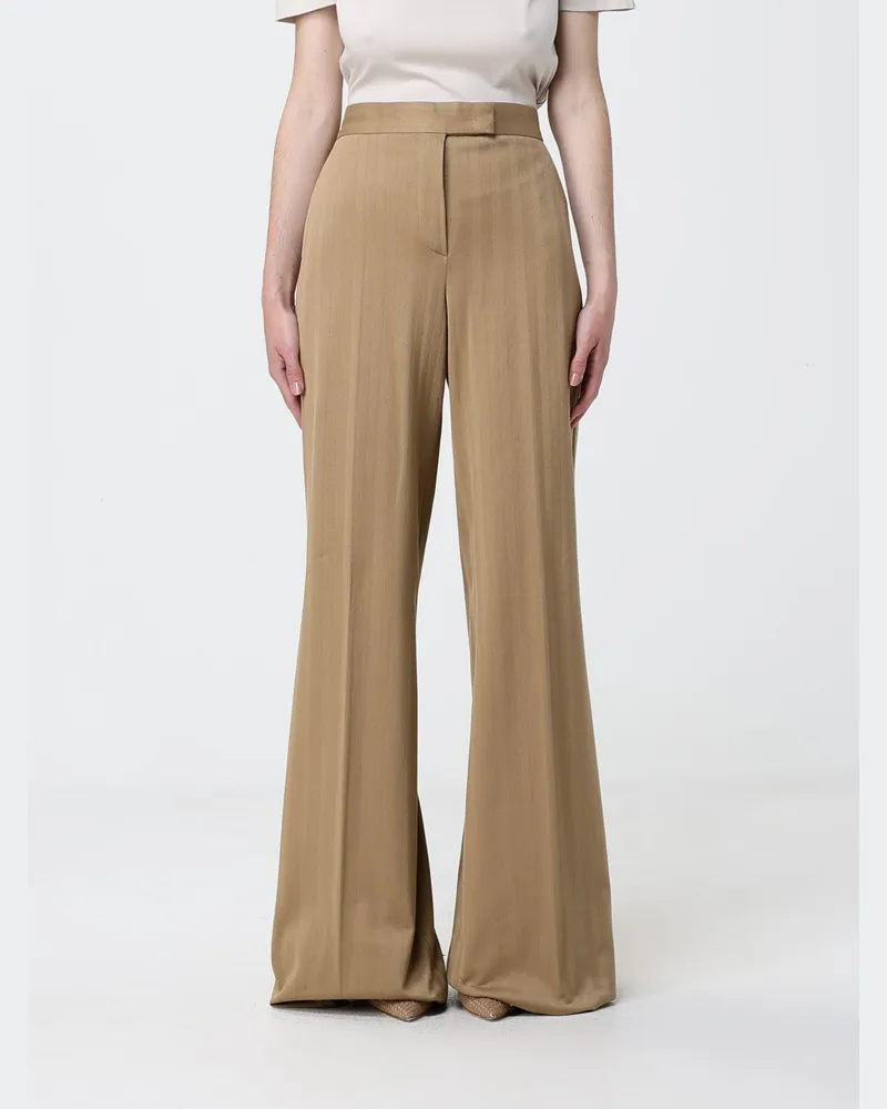 Max Mara Gestreifte Baumwollhose mit Schlag Beige