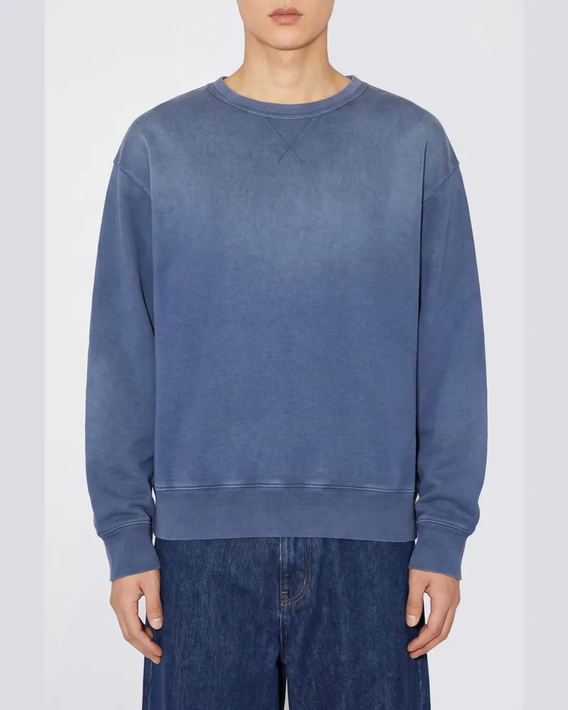 Acne Studios Rundhals-Sweatshirt aus Baumwolle mit überschnittenen Schultern und Logo hinten Beige
