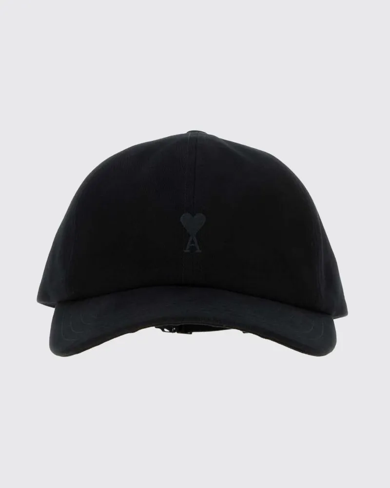 AMI Paris Baseballkappe aus Baumwolle mit gesticktem Logo und verstellbarem Riemen Schwarz