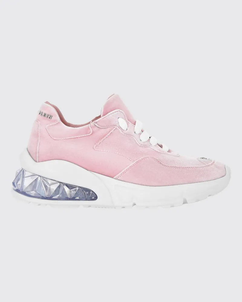 Philipp Plein Low-Top-Sneakers aus Leder und Wildleder mit kontrastierendem Logo hinten Fuchsia
