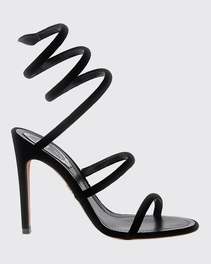 René Caovilla Hochhackige Samt-Sandalen mit Schlangenriemen und Stiletto-Absatz Schwarz