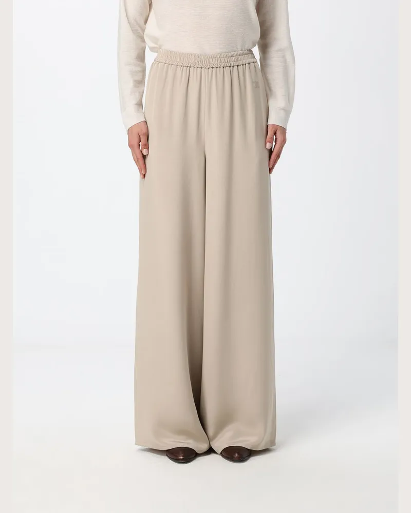 Max Mara Hoch taillierte Volontà Seiden-Palazzohose mit elastischem Bund Grau