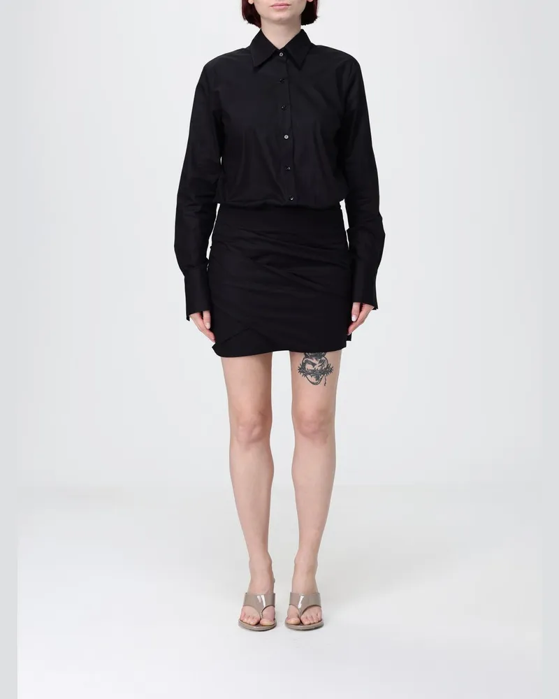 Federica Tosi Baumwoll-Hemdblusenkleid Schwarz