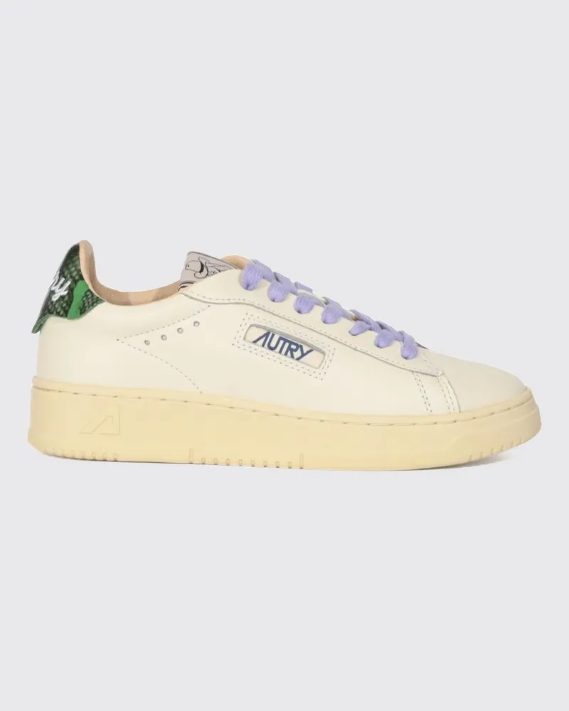 AUTRY Dallas Low Sneaker aus Kalbsleder mit Einsätzen in Python-Optik Weiss