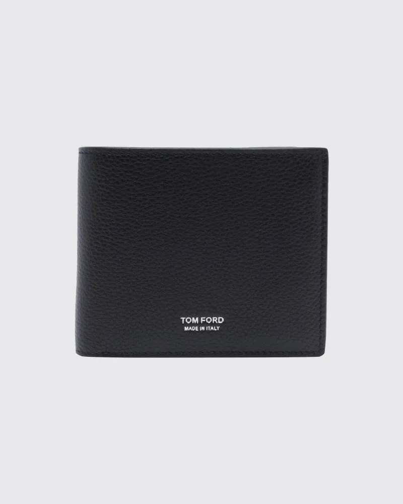 Tom Ford Bifold-Geldbörse aus Kalbsleder mit Geldscheinfach und Logo Schwarz