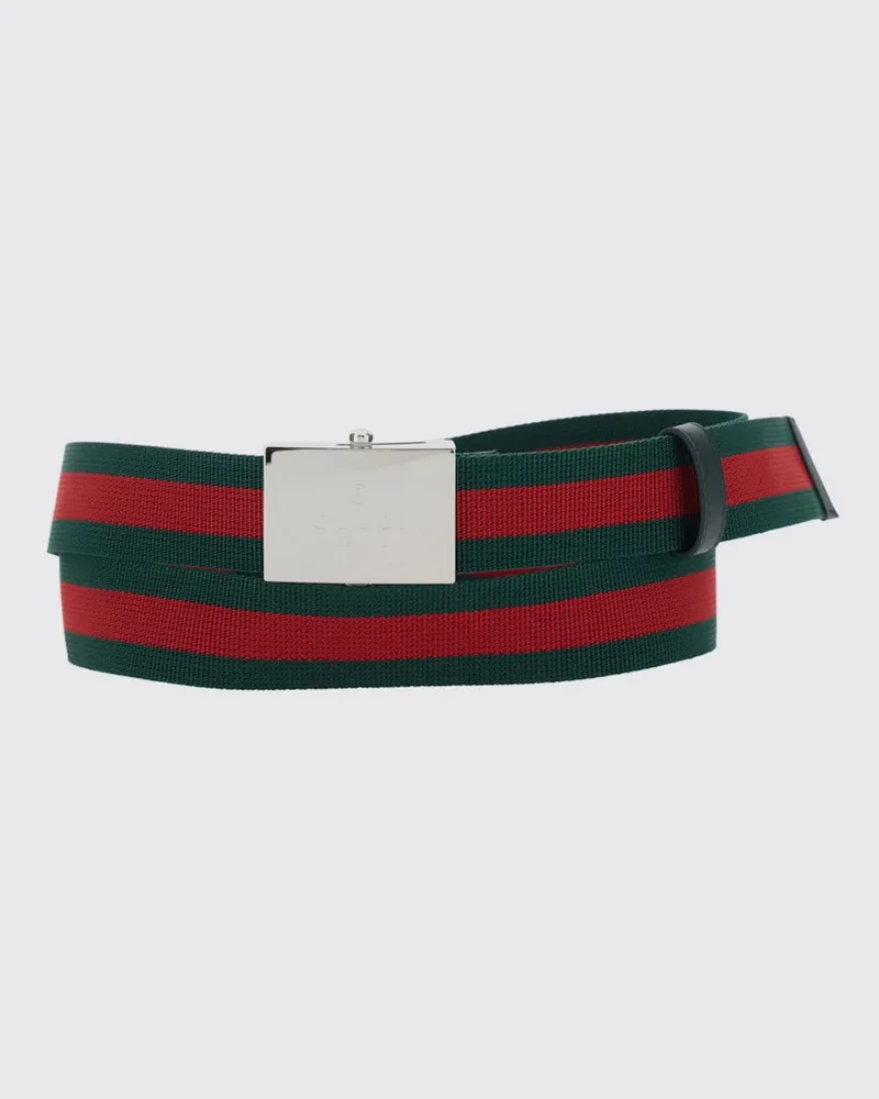 Gucci Polyestergürtel mit Web-Streifen Grün