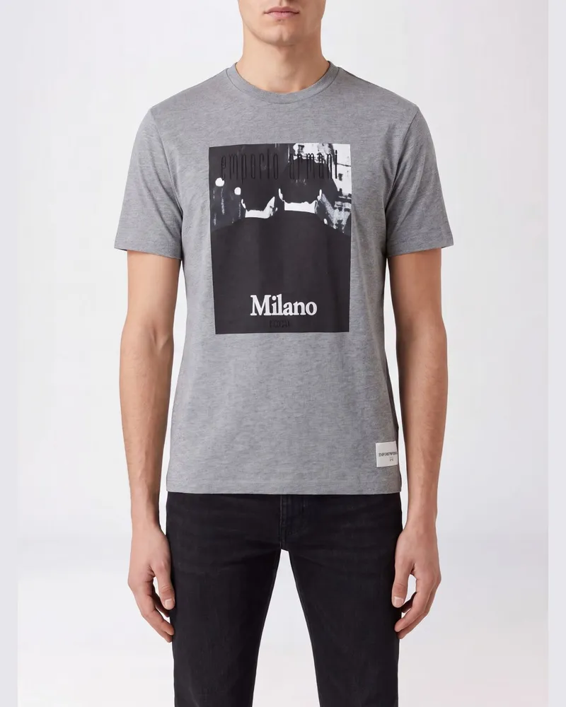 Emporio Armani Baumwoll-T-Shirt mit Grafikdruck und Kontrastlogo Grau