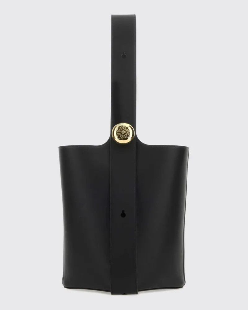 Loewe Pebble Handtasche aus Kalbsleder mit verstellbarem Henkel Schwarz