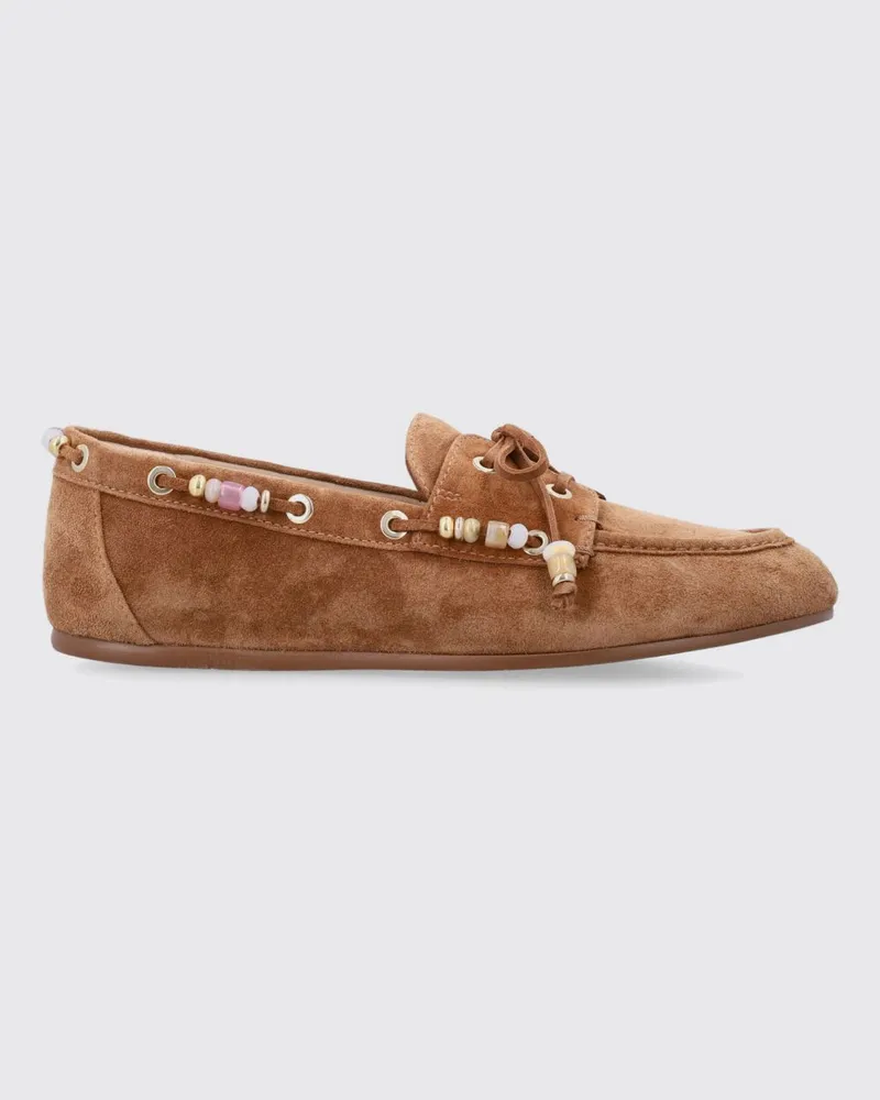Stuart Weitzman Bootsschuhe aus Wildleder mit Perlen Braun