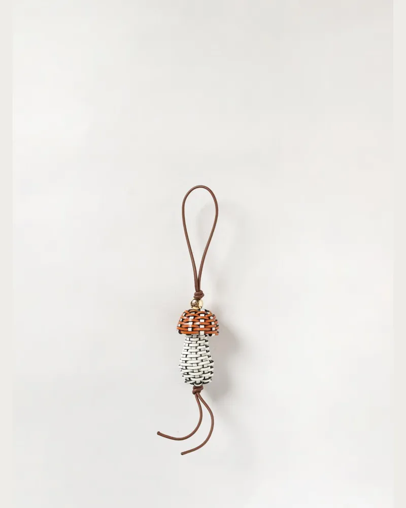 Loewe Mushroom Schlüsselanhänger von aus zweifarbigem, gewebtem Kalbsleder mit Monogramm Bunt