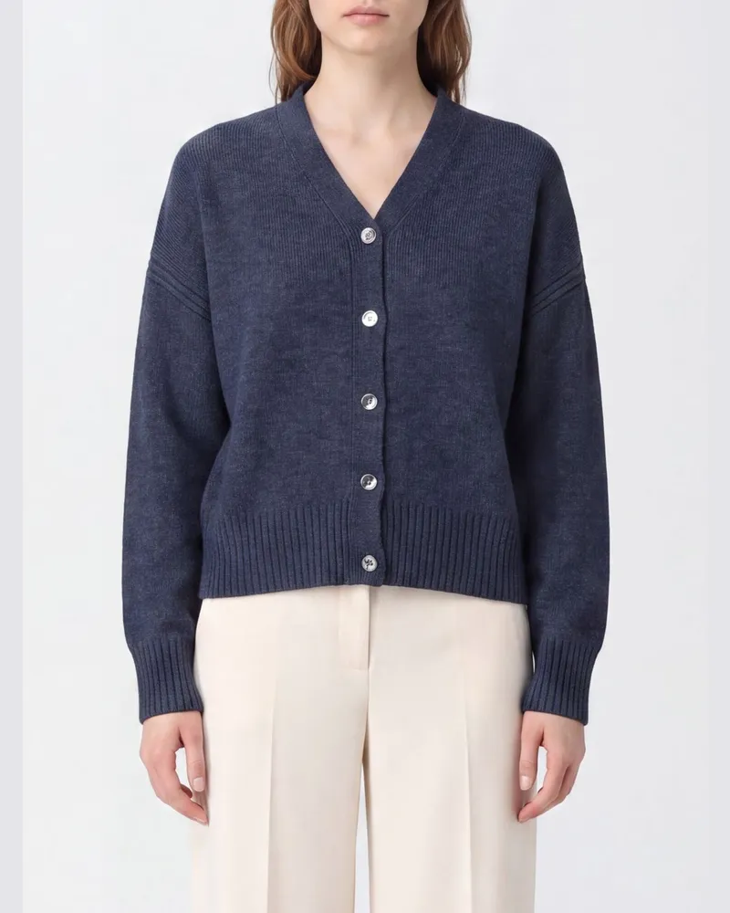 Pinko Cardigan aus Woll- und Kaschmirmischung mit V-Ausschnitt und Knopfverschluss Grau