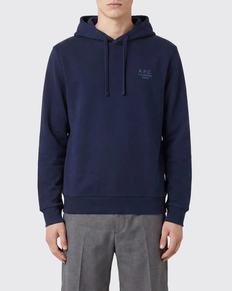 A.P.C. Relaxed Fit Hoodie aus Baumwolle mit Logo Blau