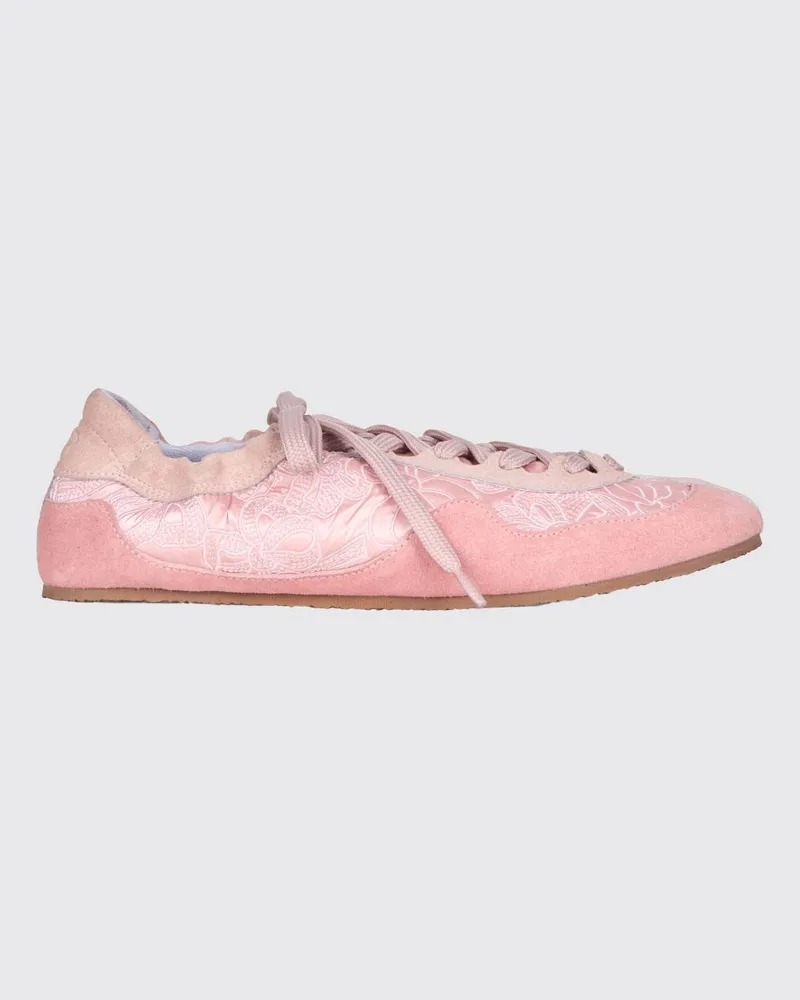 Cecilie Bahnsen CBBlaise Low-Top-Sneaker aus Spitze und Wildleder Pink