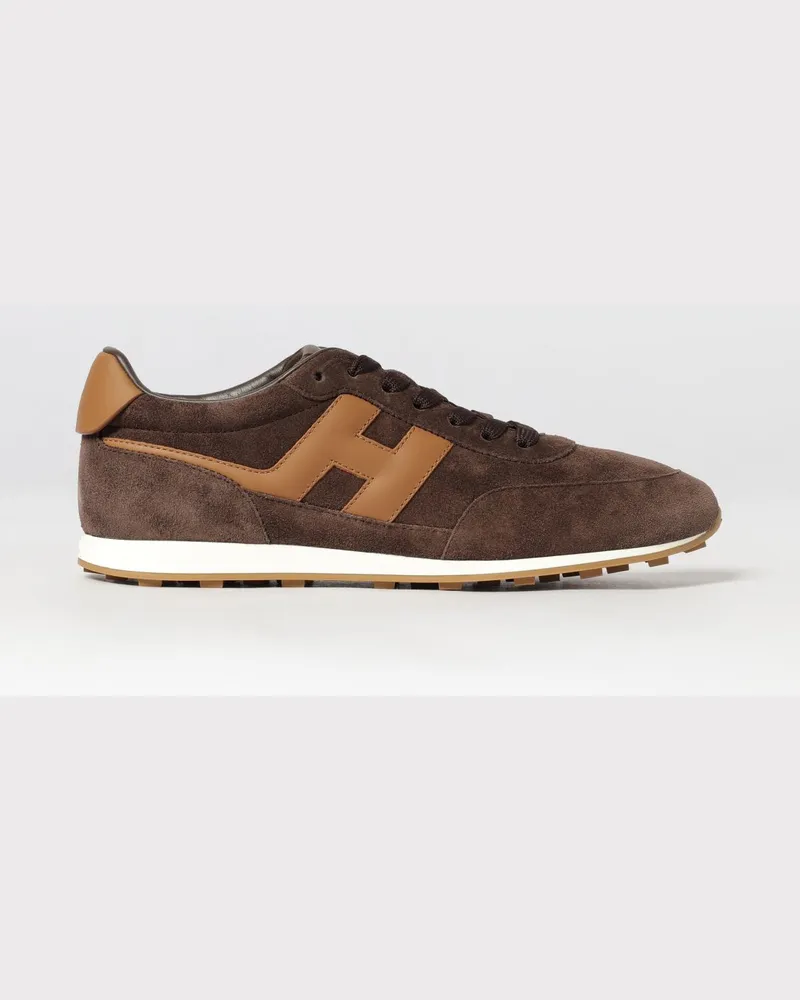 Hogan H699 Sneaker aus Kalbsleder und Veloursleder mit gezahnter Sohle Schwarz