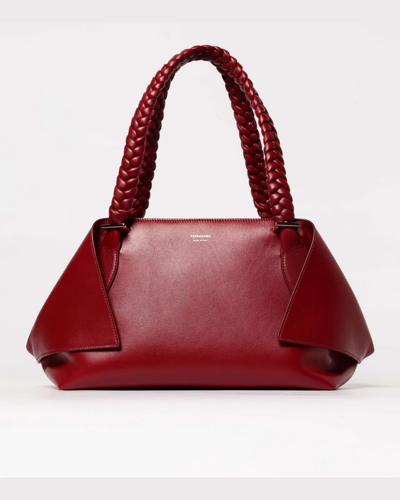 Ferragamo Schultertasche damen Burgunderrot