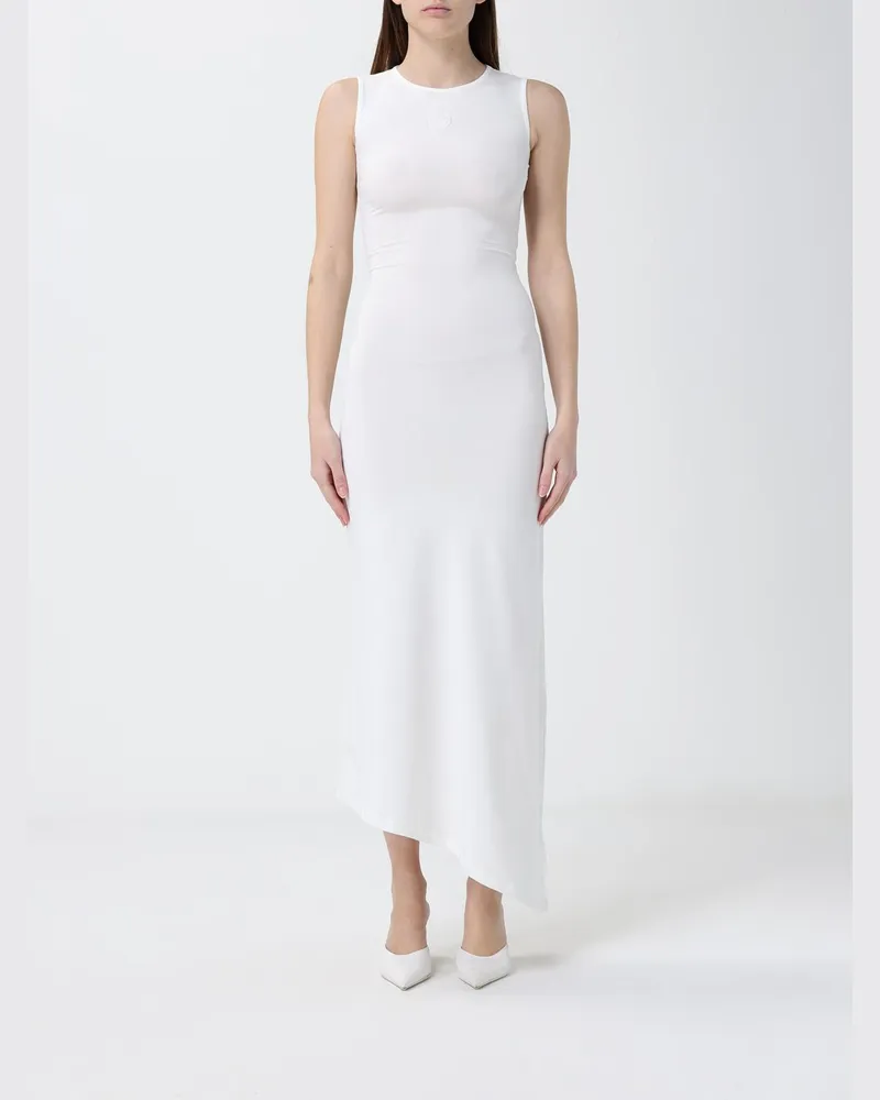 Marine Serre Asymmetrisches Kleid aus Stretch-Baumwolle Weiß