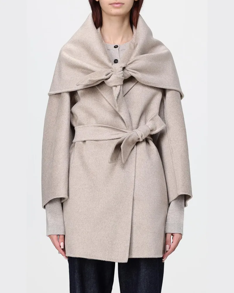 Max Mara Kurzer Bademantel-Mantel aus reinem Kaschmir mit Schalkragen Ivory