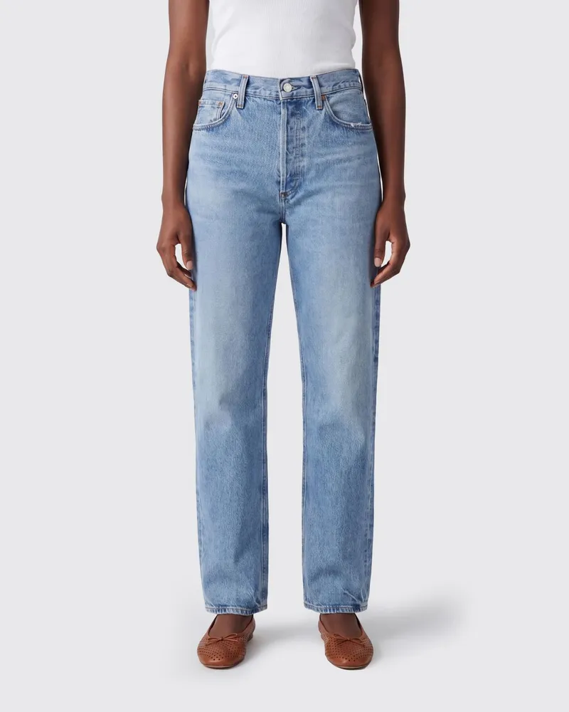 AGOLDE High-Waist-Jeans mit geradem Bein und Fünf-Taschen-Design Blau