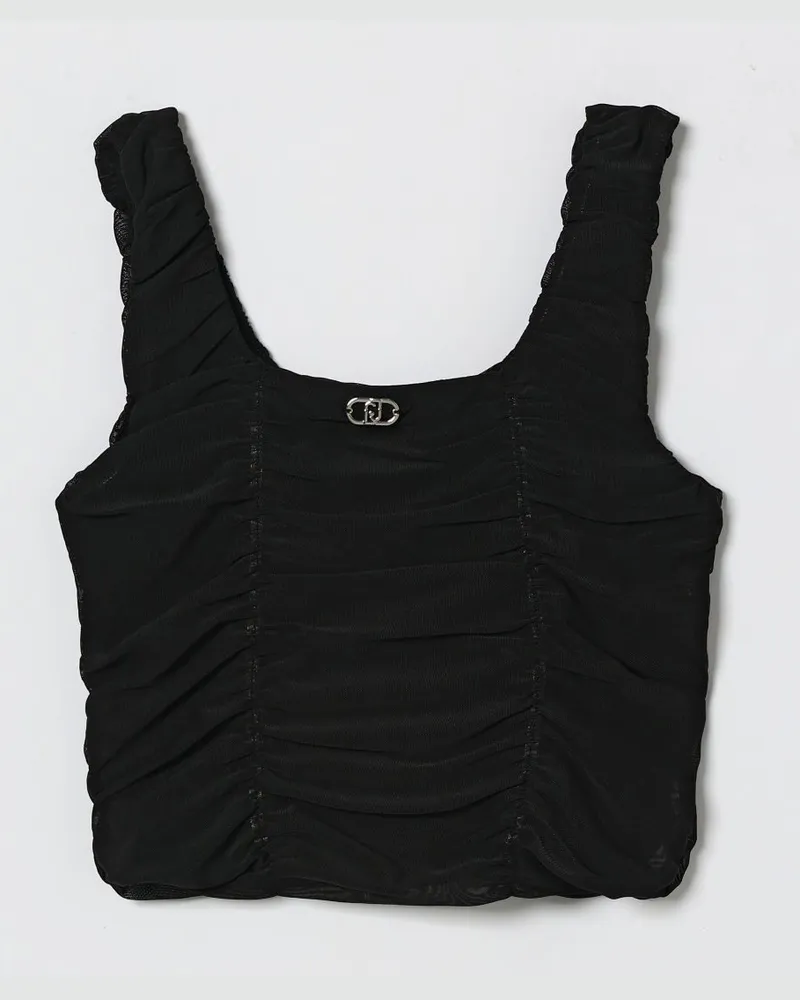 Liu Jo Gerafftes Polyester-Top Schwarz