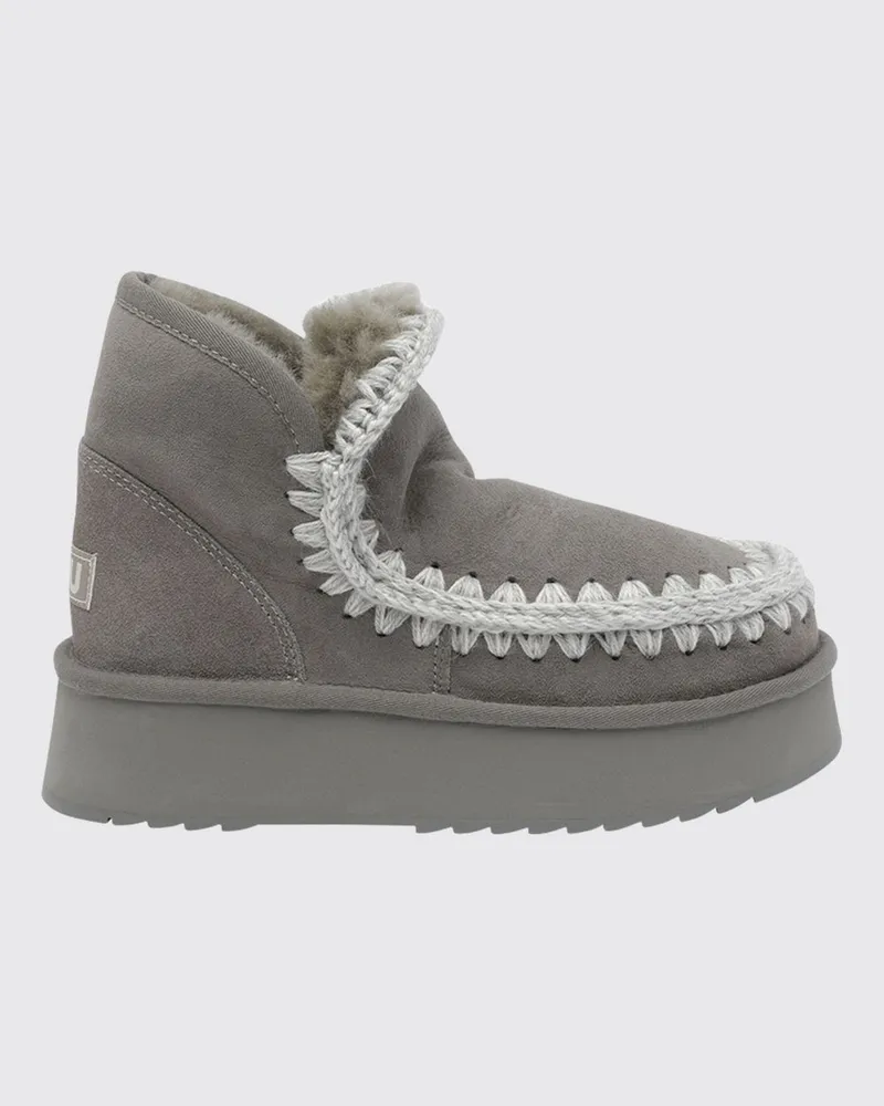 Mou Mini Eskimo Platform Wildlederstiefel mit Häkelnähten Grau