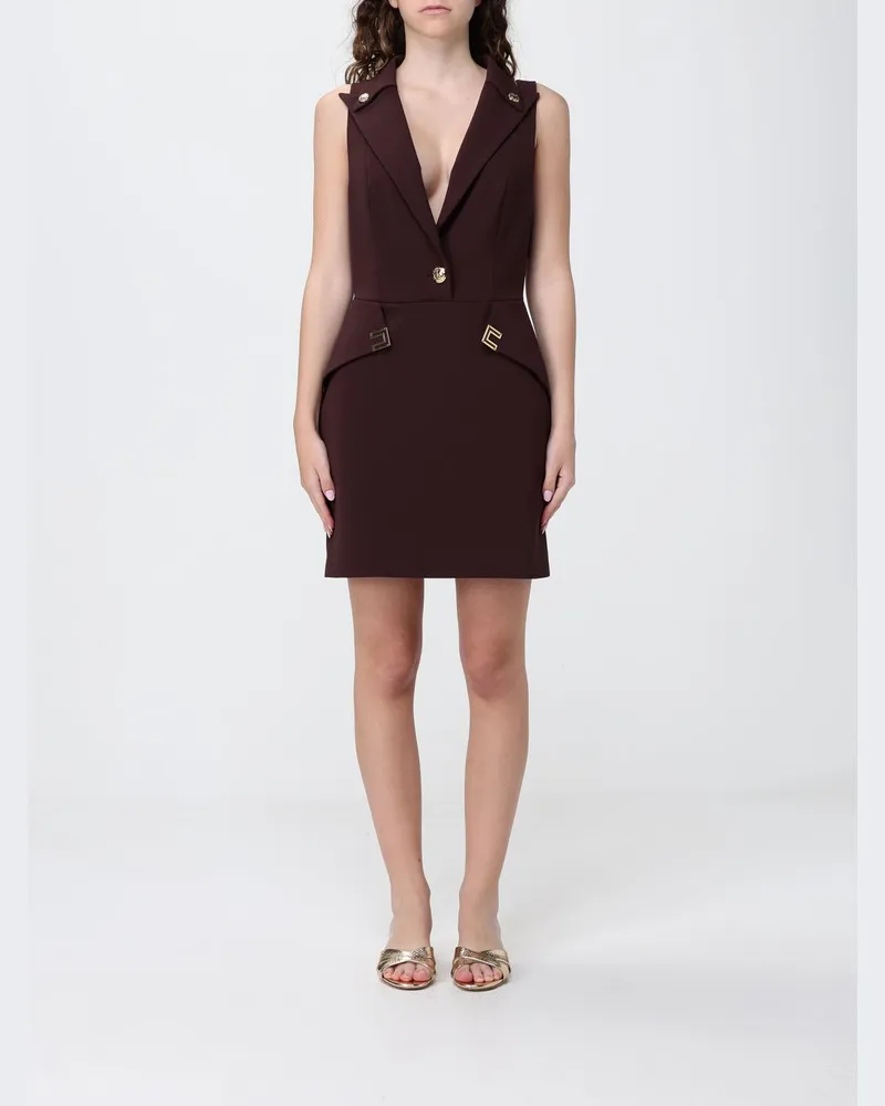 Elisabetta Franchi Kleid aus Doppel-Crêpe Kakao