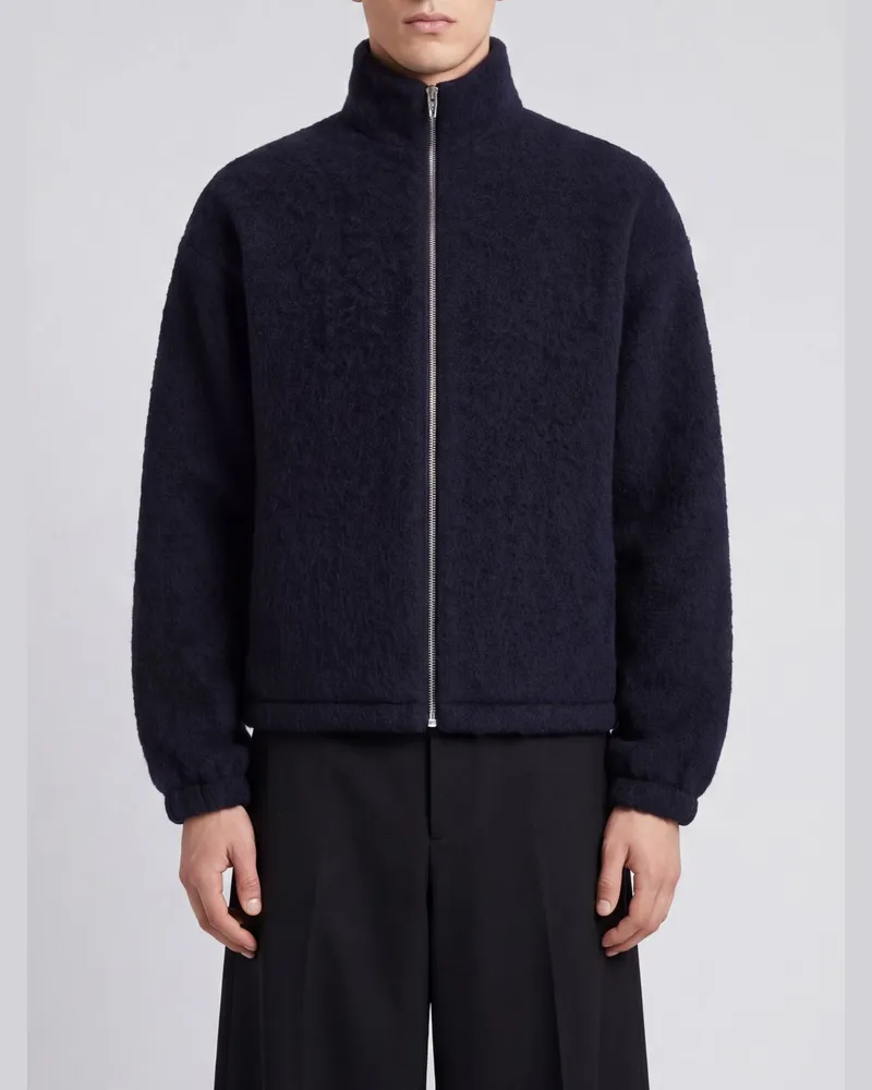 Jil Sander Kurzmantel aus Wollmischung von mit Reißverschluss und Stehkragen Navy