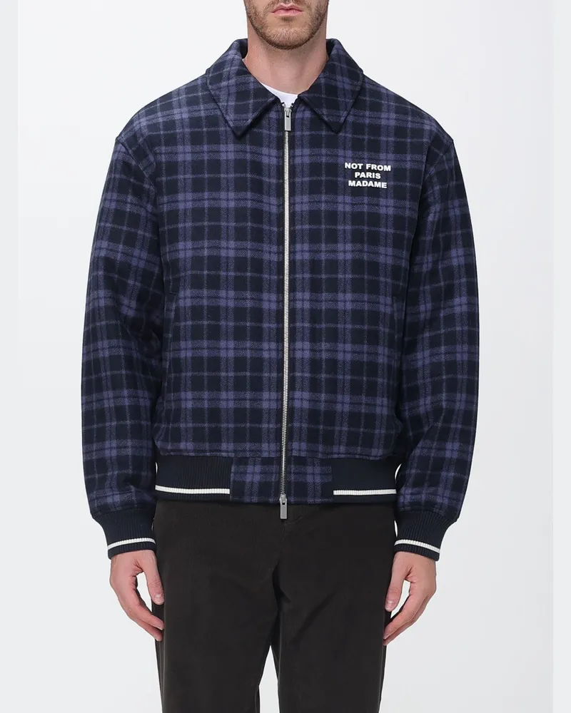 Drôle de Monsieur Hemdjacke aus Wollmischung mit Tartanmuster Navy