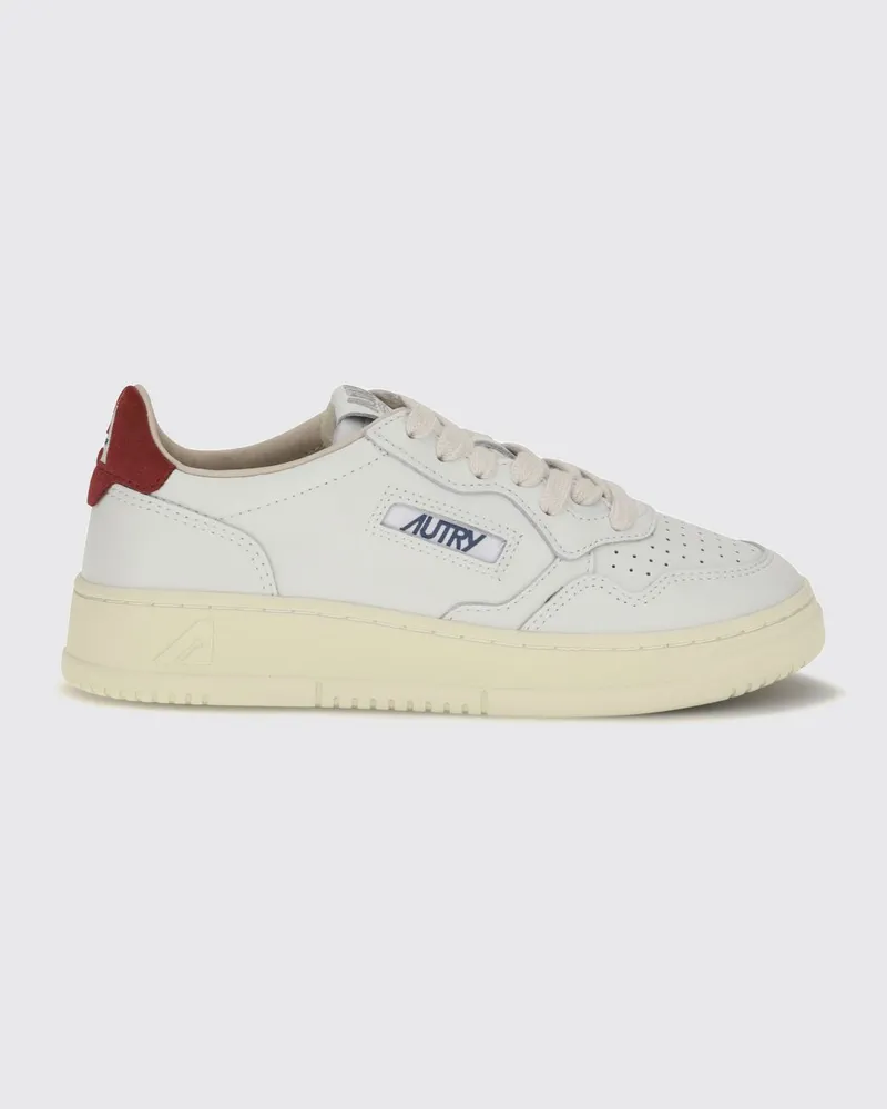 AUTRY Medalist Low Sneakers aus Kalbsleder mit perforierter Zehenkappe Bianco