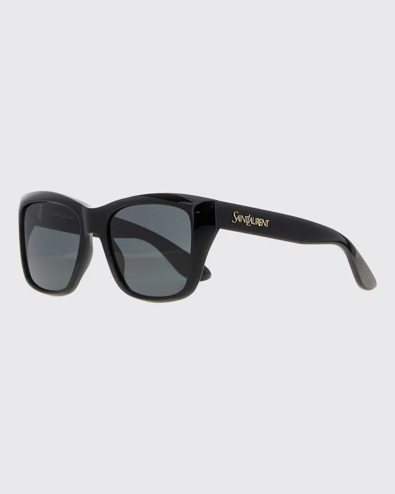 Saint Laurent Eckige Acetat-Sonnenbrille mit laminiertem Logo Schwarz