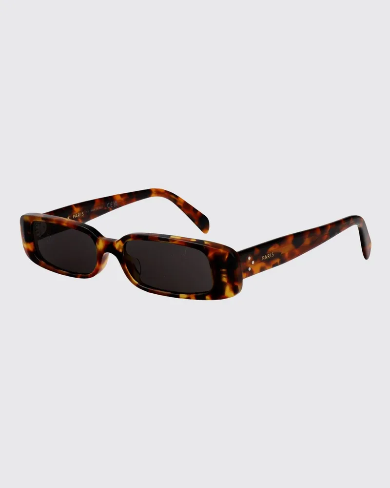 Celine Rechteckige Sonnenbrille aus Schildpatt-Acetat mit Triomphe-Logo Braun