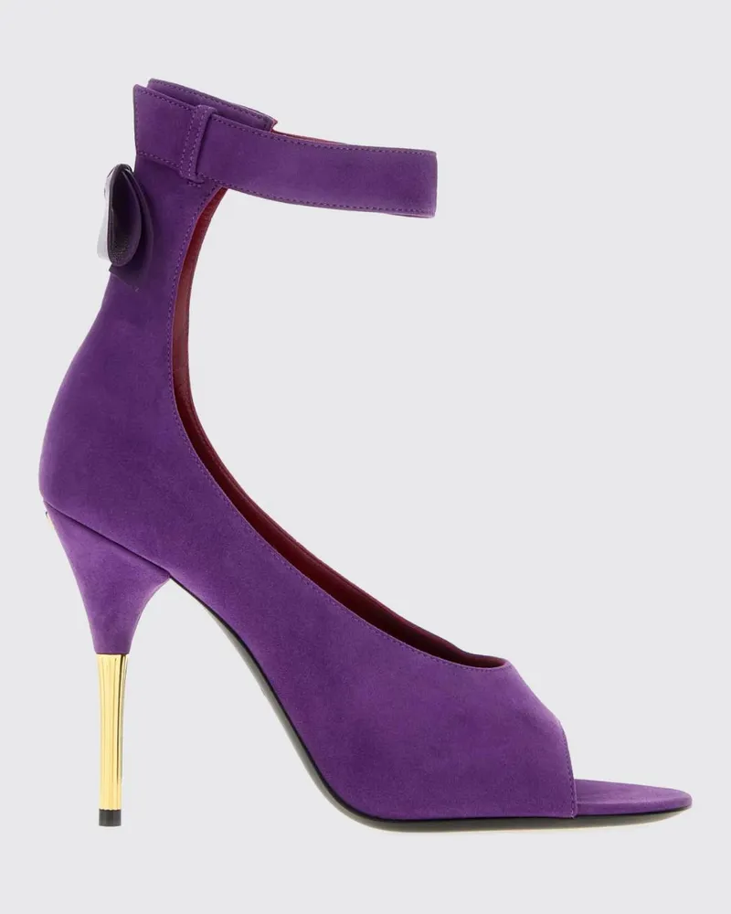 Valentino Garavani Fatale High-Heel-Sandalen aus Veloursleder mit Schleife und Peeptoe Violett
