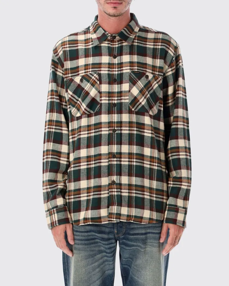 Filson Kariertes Flanellhemd mit geknöpften aufgesetzten Taschen Grün