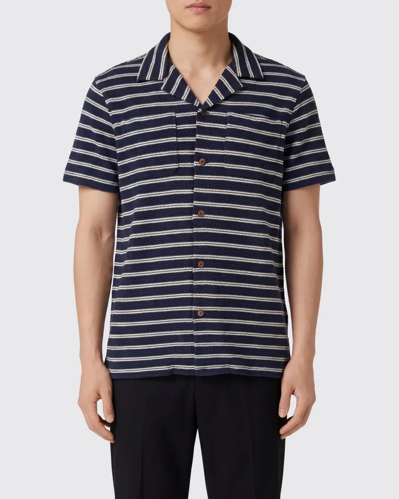 Ralph Lauren Gestreiftes Baumwollmischgewebe-Hemd Blau