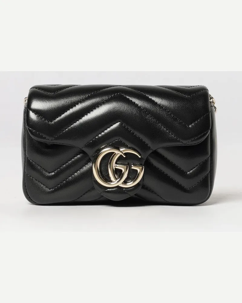 Gucci GG Marmont Mini-Schultertasche aus Matelassé-Nappaleder Schwarz