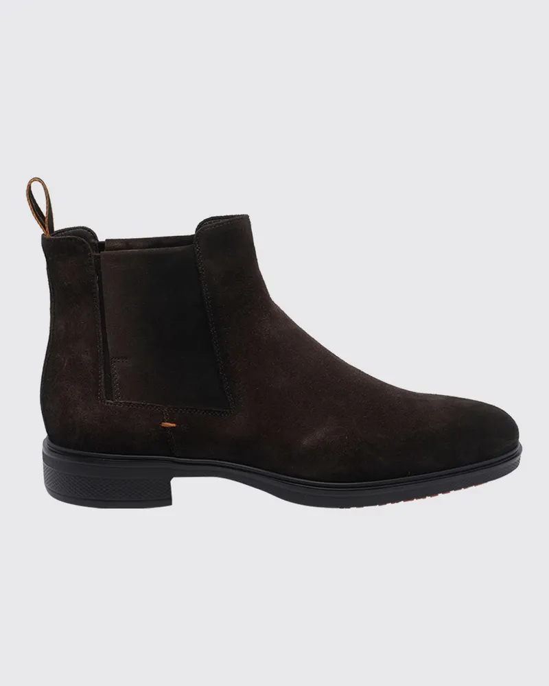 Santoni Wildleder-Chelsea-Boots mit Gummisohle Braun