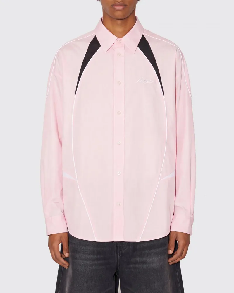 Acne Studios Relaxed-Fit-Hemd aus Baumwollpopeline mit französischem Kragen Pink