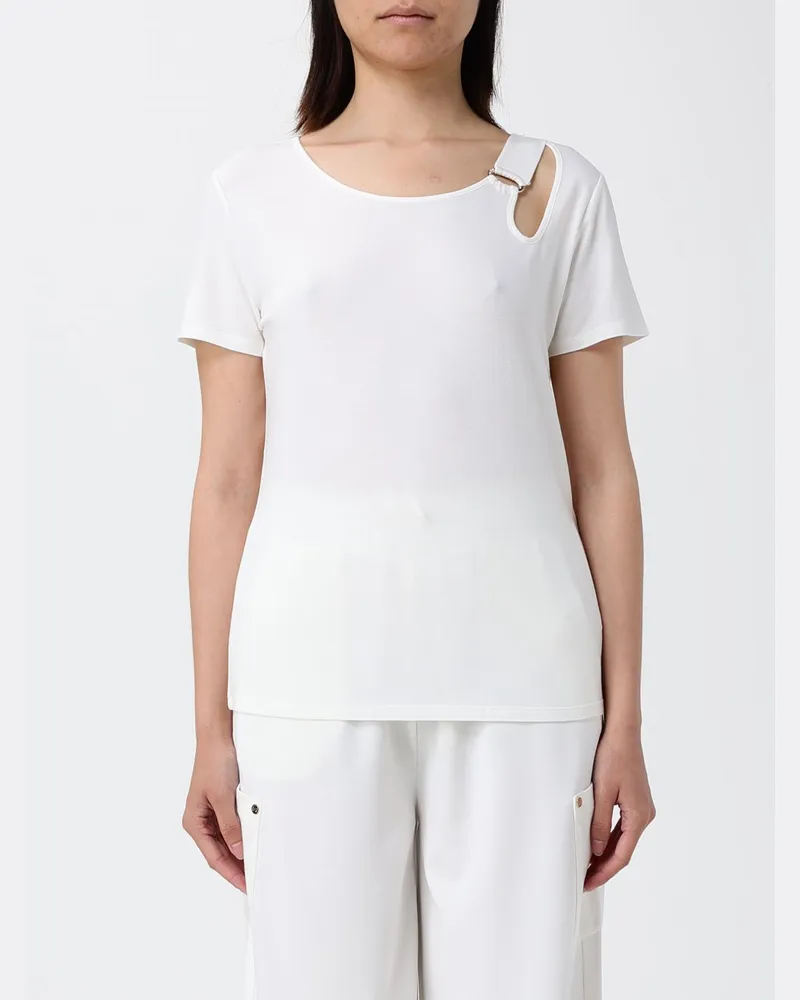 Liu Jo T-Shirt aus Baumwollmischung mit Cut-Out-Detail Weiß