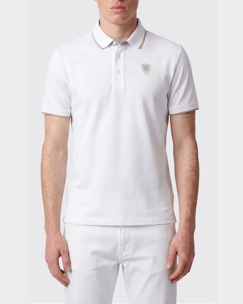Blauer Polo herren Weiß