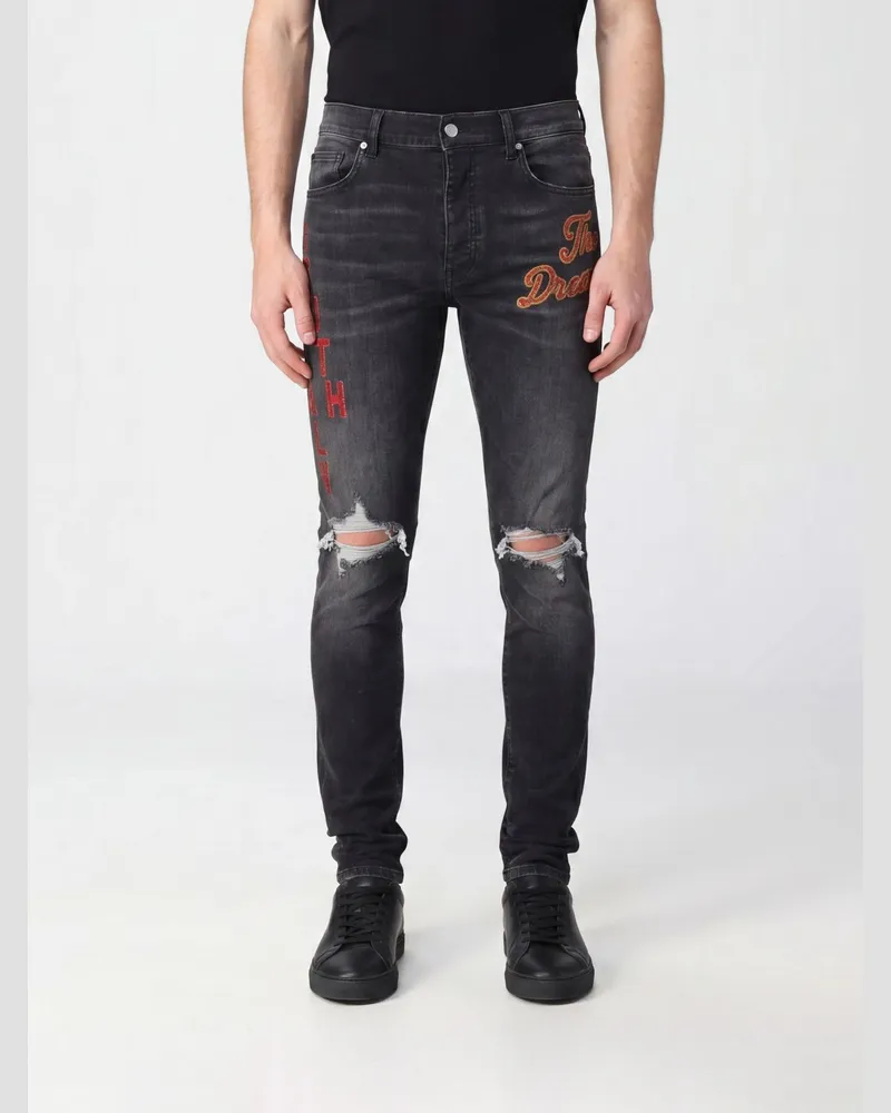 Amiri South Cali Skinny Jeans von aus Stretch-Denim mit Patches und Used-Effekt Grau